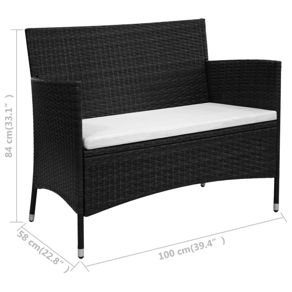 Helloshop26 - Banc de jardin meuble de patio d'extérieur terrasse 100 cm résine tressée noir - Imagen 4