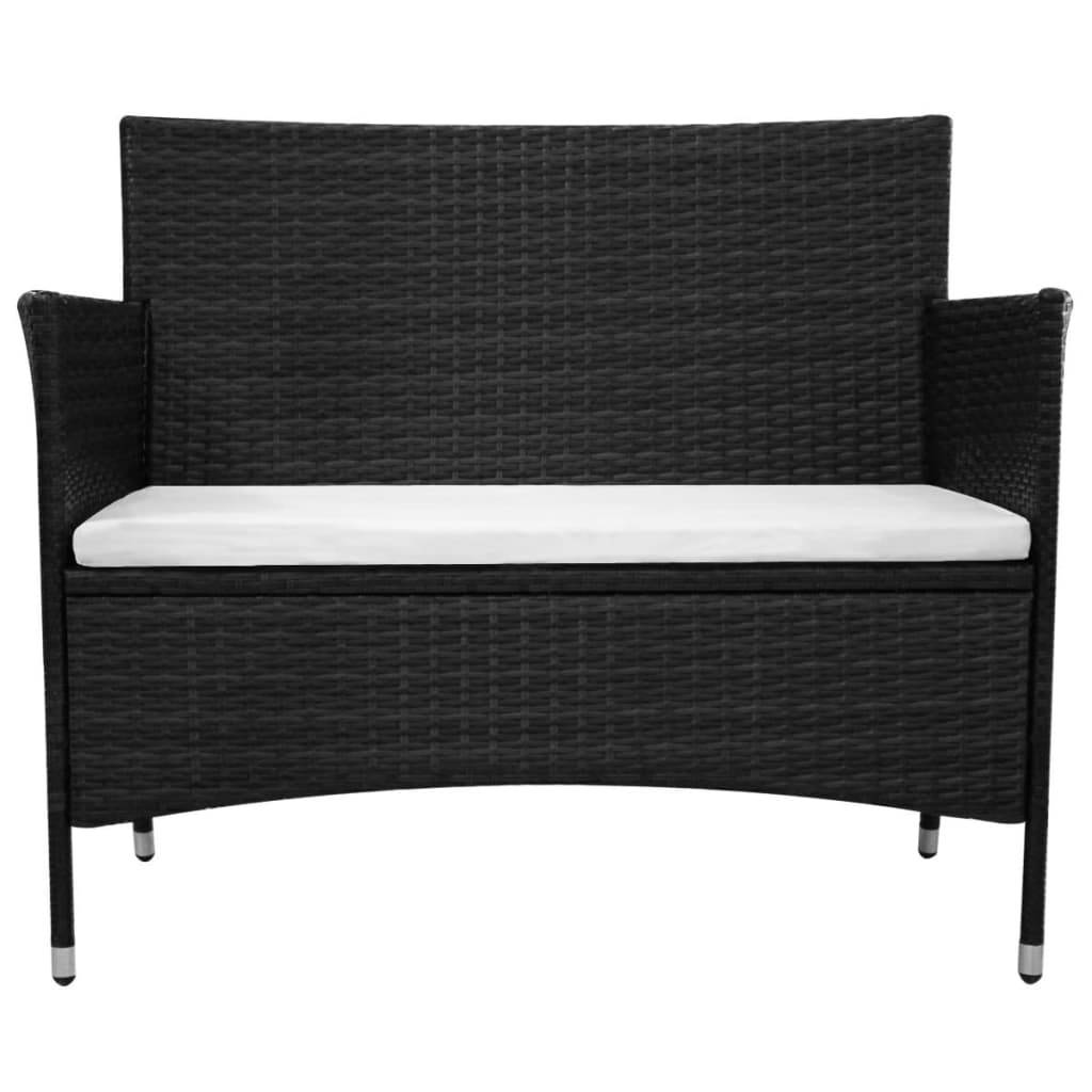 Helloshop26 - Banc de jardin meuble de patio d'extérieur terrasse 100 cm résine tressée noir - Imagen 3