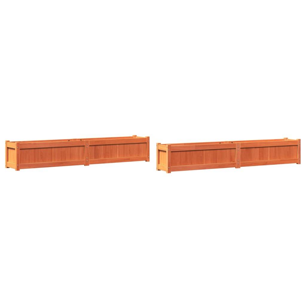 Jardinières bois de pin massif cire marron 180 x 31 x 31 cm (x2) - PANGIVO - Image 2