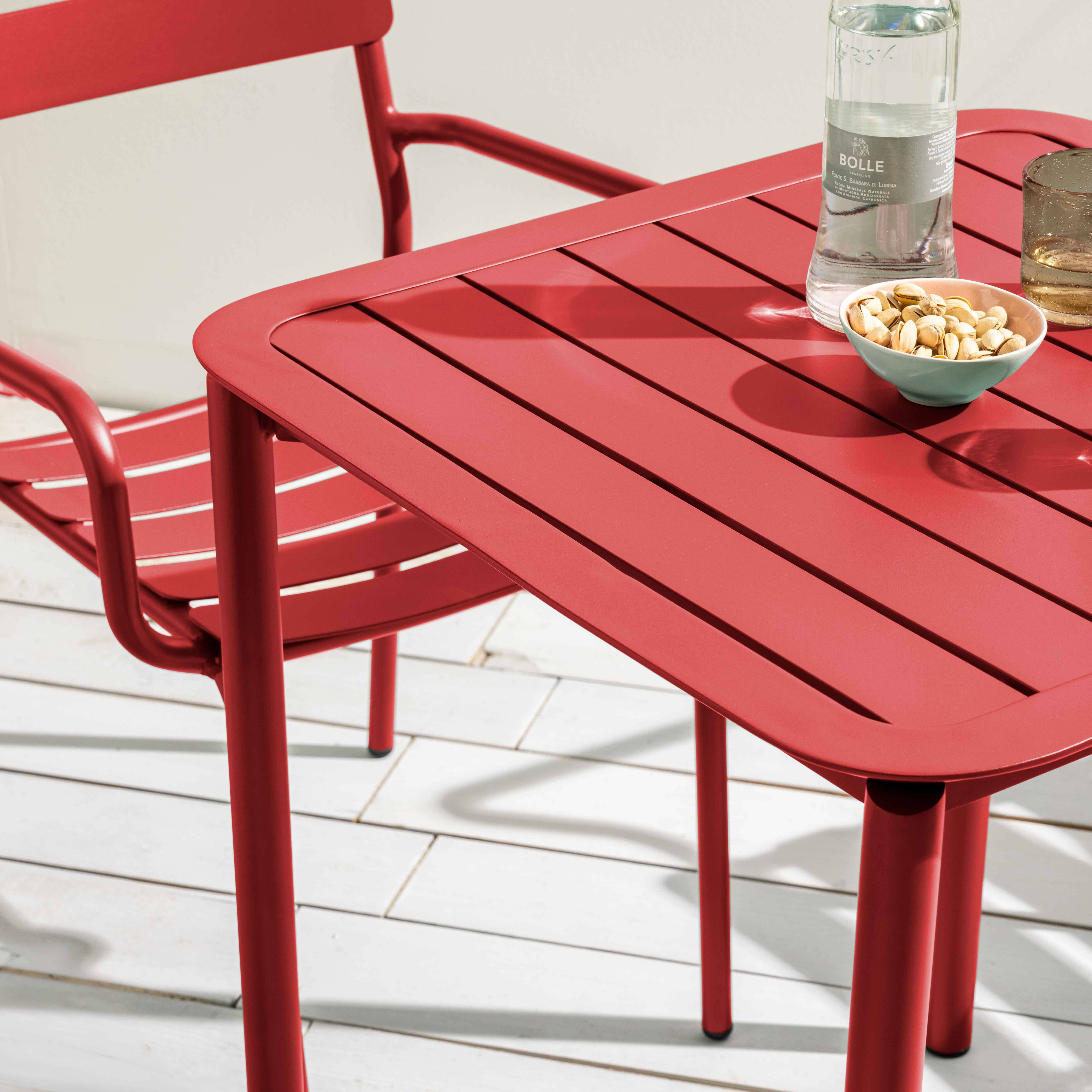 Oviala - Ensemble table de terrasse 70cm et 4 fauteuils rouge foncé Almada - Oviala - Imagen 3