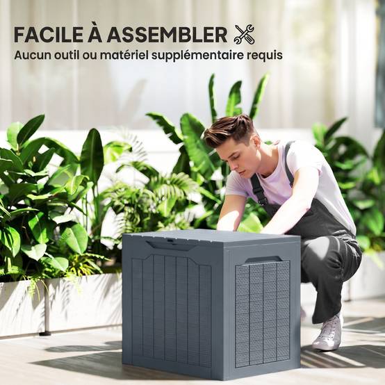 ComfortXL - Coffre de rangement jardin polypropylène 97 L 56x41x50 cm gris clair étanche - ComfortXL Outdoor Living - Image 5