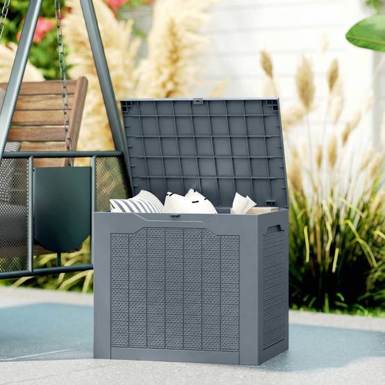 ComfortXL - Coffre de rangement jardin polypropylène 97 L 56x41x50 cm gris clair étanche - ComfortXL Outdoor Living - Image 2