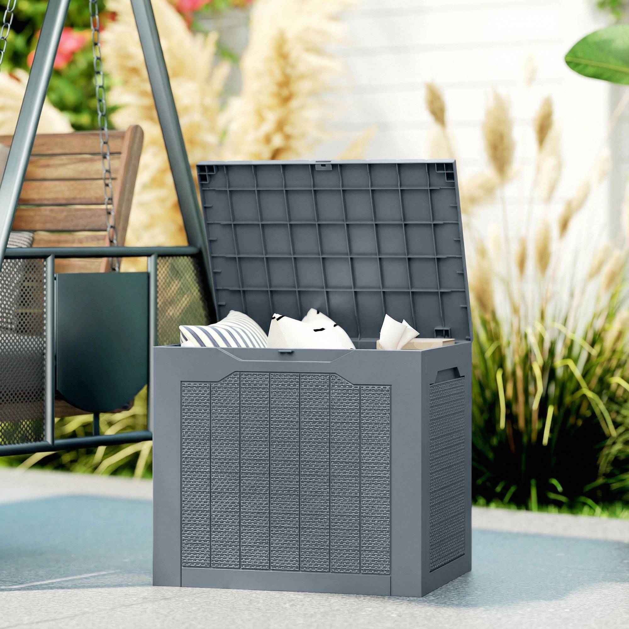 ComfortXL - Coffre de rangement jardin polypropylène 97 L 56x41x50 cm gris clair étanche - ComfortXL Outdoor Living - Image 2