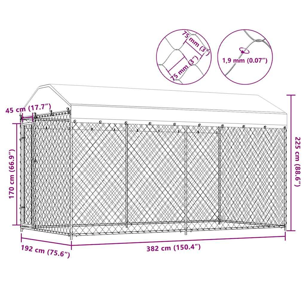Vidaxl - Chenil d'extérieur avec toit pour chiens 382x192x225 cm vidaXL 145024 - Imagen 6