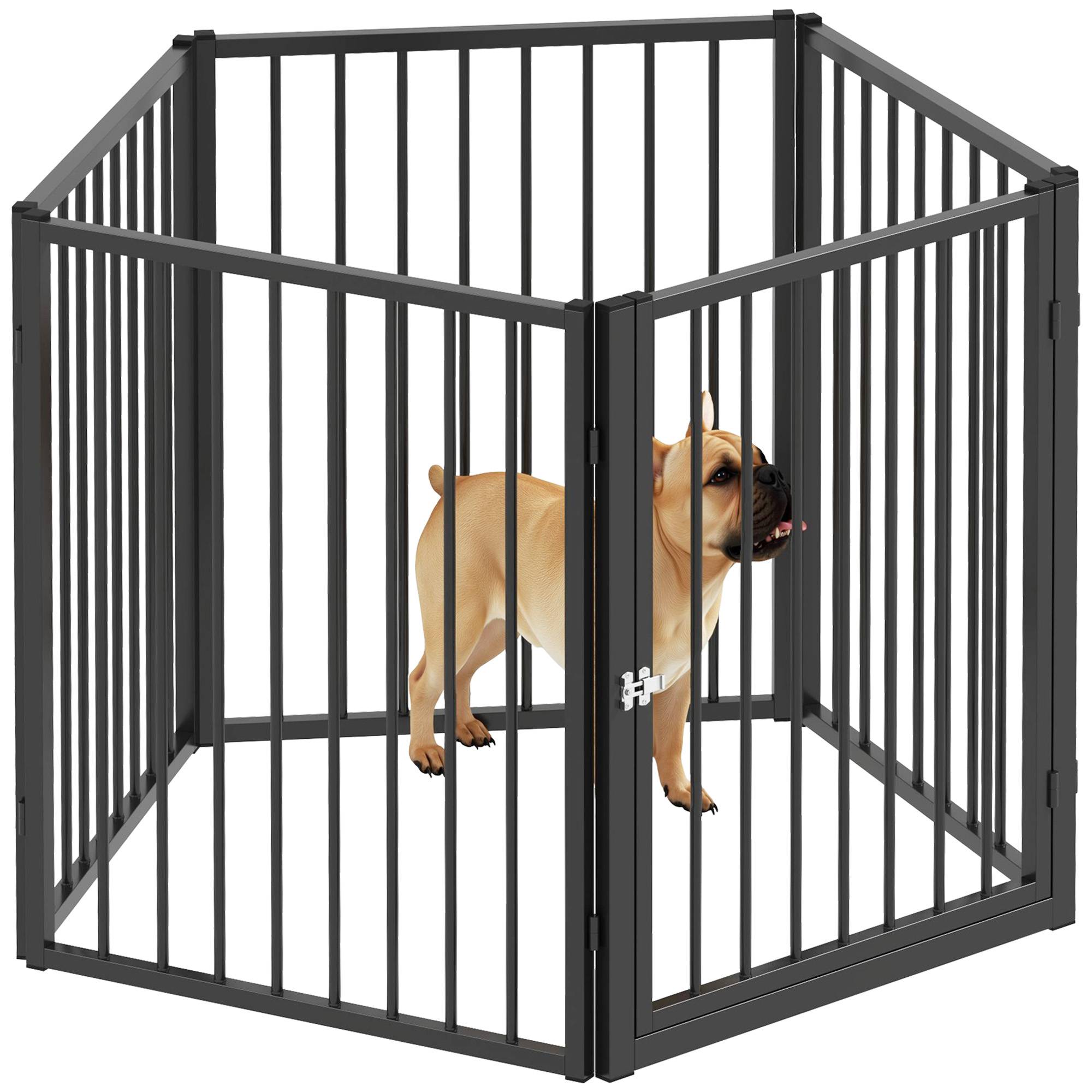 Parc pour chien, parc pour animaux, 5 panneaux, clôture portable pliable, sécurisé, noir