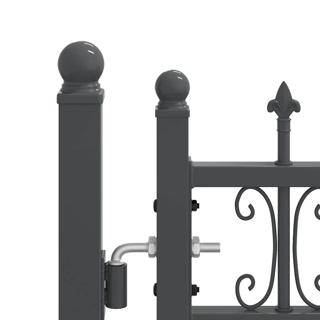 Portail Jardin Double Battant Acier Style Fer Forgé Pointe de Lance 305x223 cm Gris - ComfortXL Outdoor Living - Image 5