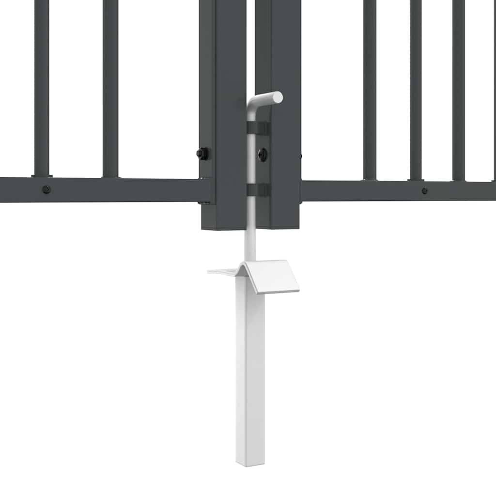 Portail Jardin Double Battant Acier Style Fer Forgé Pointe de Lance 305x223 cm Gris - ComfortXL Outdoor Living - Image 7