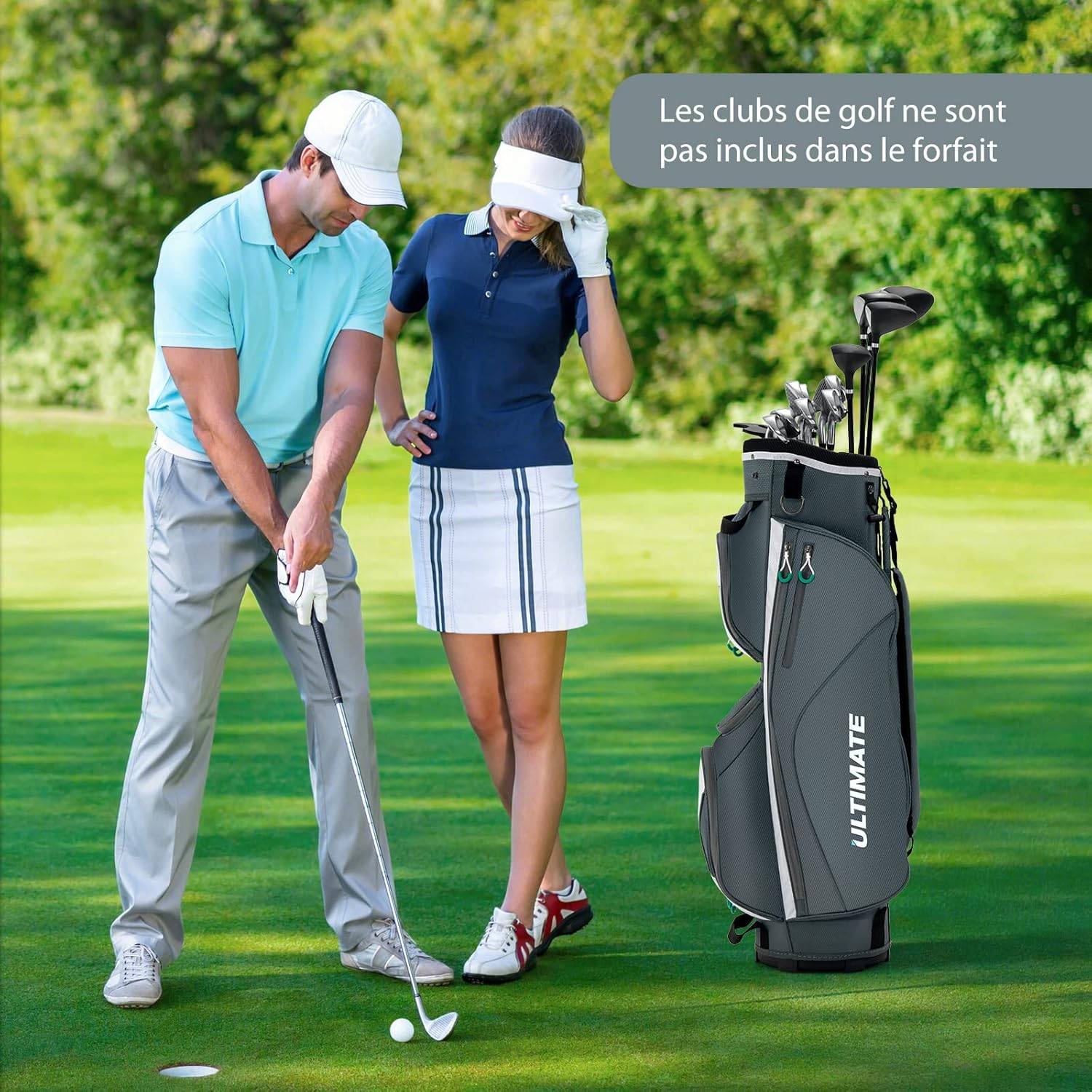 Sac de Golf Chariot Portable pour 14 Clubs avec 7 Poches Zippées et Capuche Anti-Pluie - Image 4