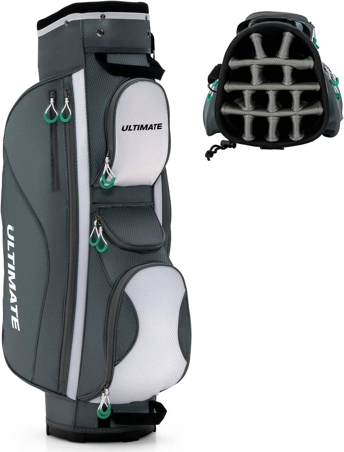 Sac de Golf Chariot Portable pour 14 Clubs avec 7 Poches Zippées et Capuche Anti-Pluie - Image 1