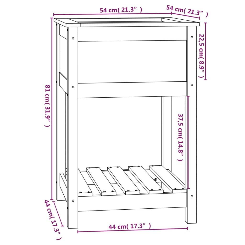 ComfortXL - Carré potager sur pied en bois de pin avec étagère pour terrasse 54cm – ComfortXL Outdoor Living - Image 8