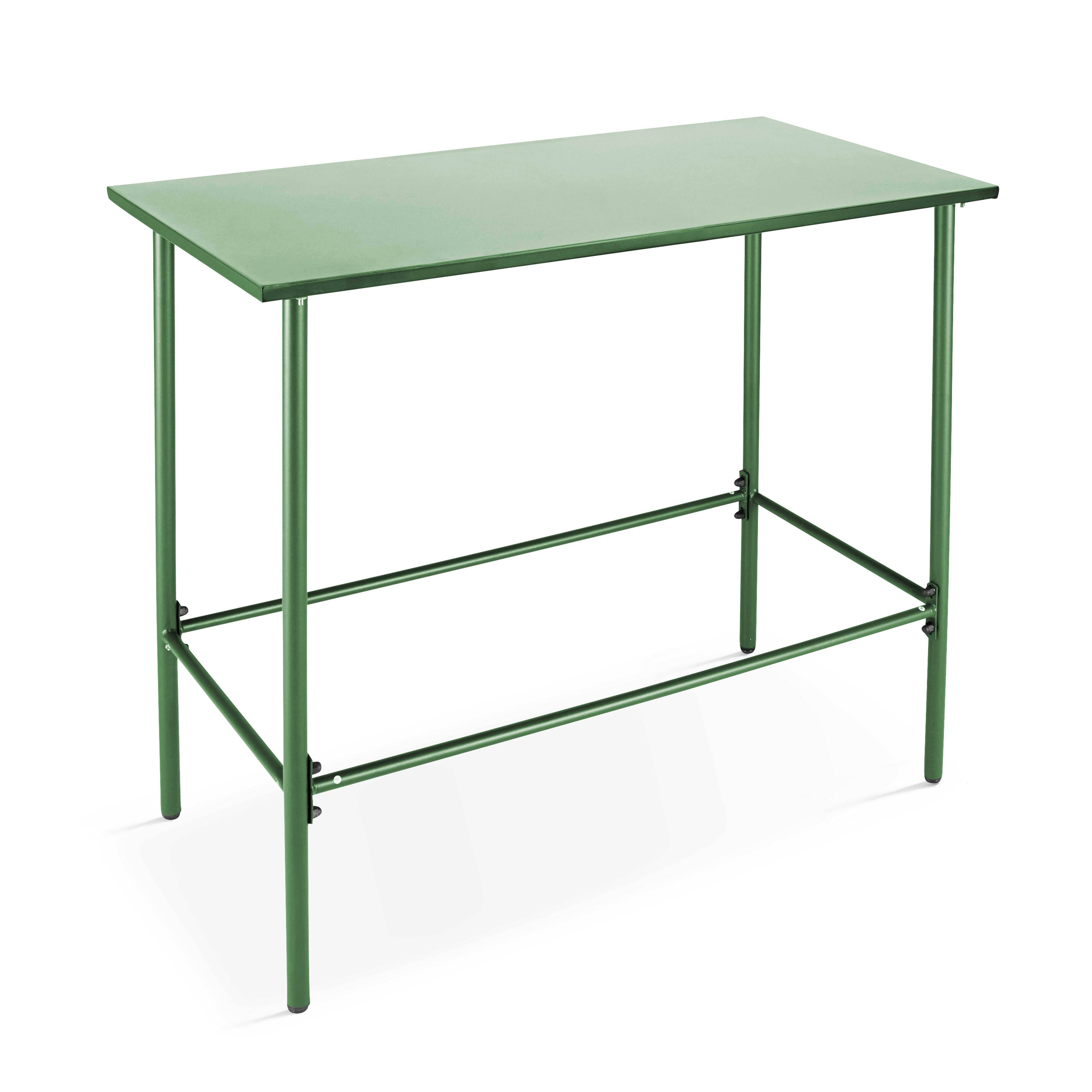 Oviala - Ensemble table haute de jardin et 6 chaises en métal vert cactus Palavas - Oviala - Imagen 4