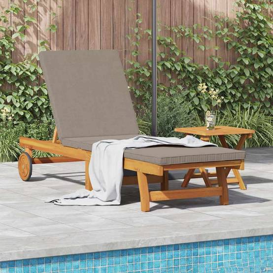 Transat de jardin bois acacia avec table et dossier multipositions marron - ComfortXL Outdoor Living - Image 1