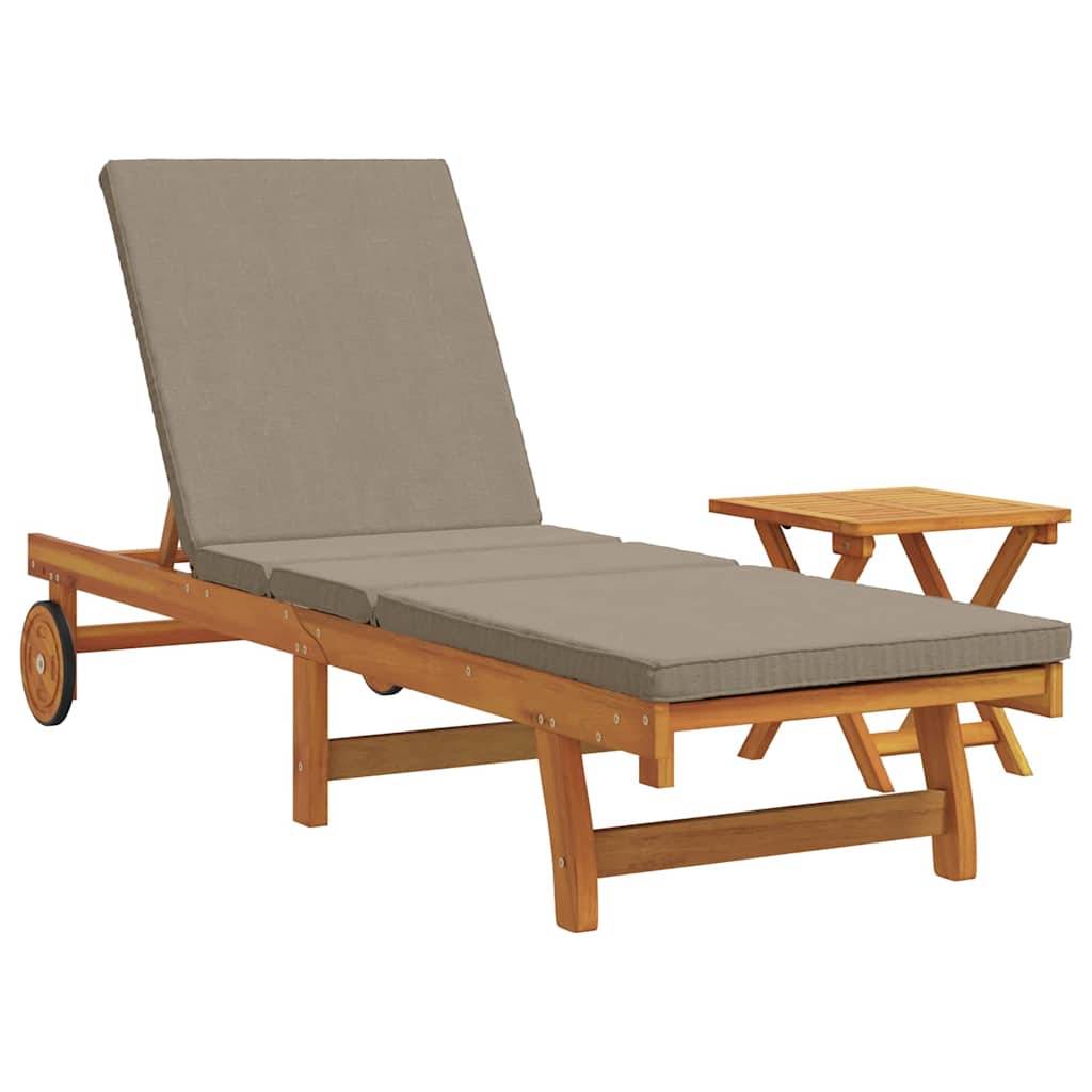 Transat de jardin bois acacia avec table et dossier multipositions marron - ComfortXL Outdoor Living - Image 2
