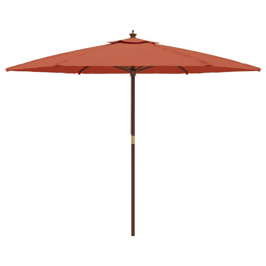 Helloshop26 - Parasol de jardin avec mât en bois 299 x 240 cm orange - Imagen 3