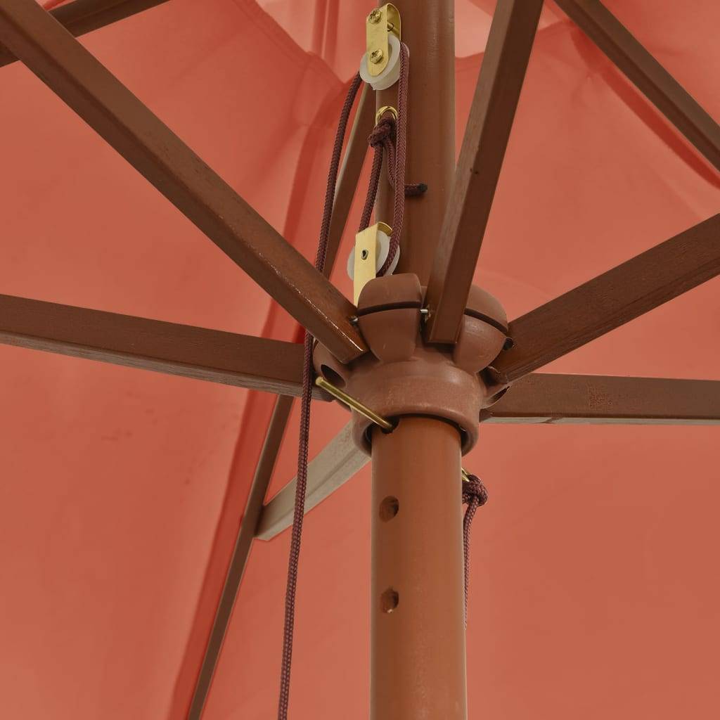 Helloshop26 - Parasol de jardin avec mât en bois 299 x 240 cm orange - Imagen 5