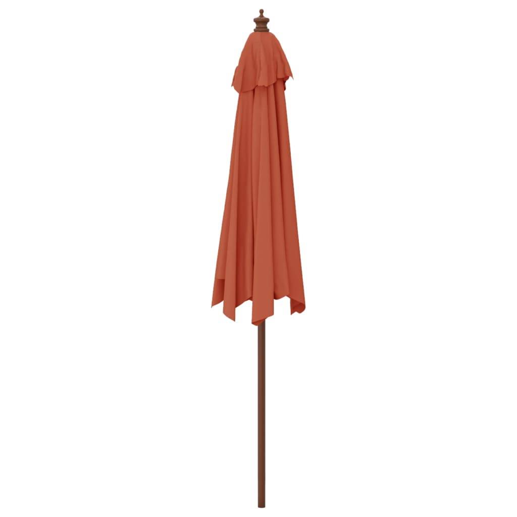 Helloshop26 - Parasol de jardin avec mât en bois 299 x 240 cm orange - Imagen 4