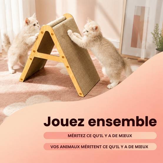 Grattoir Chat 2 en 1 Forme A Double Face Protège Sofa Compatible aux Chats ≤5kg - Image 5