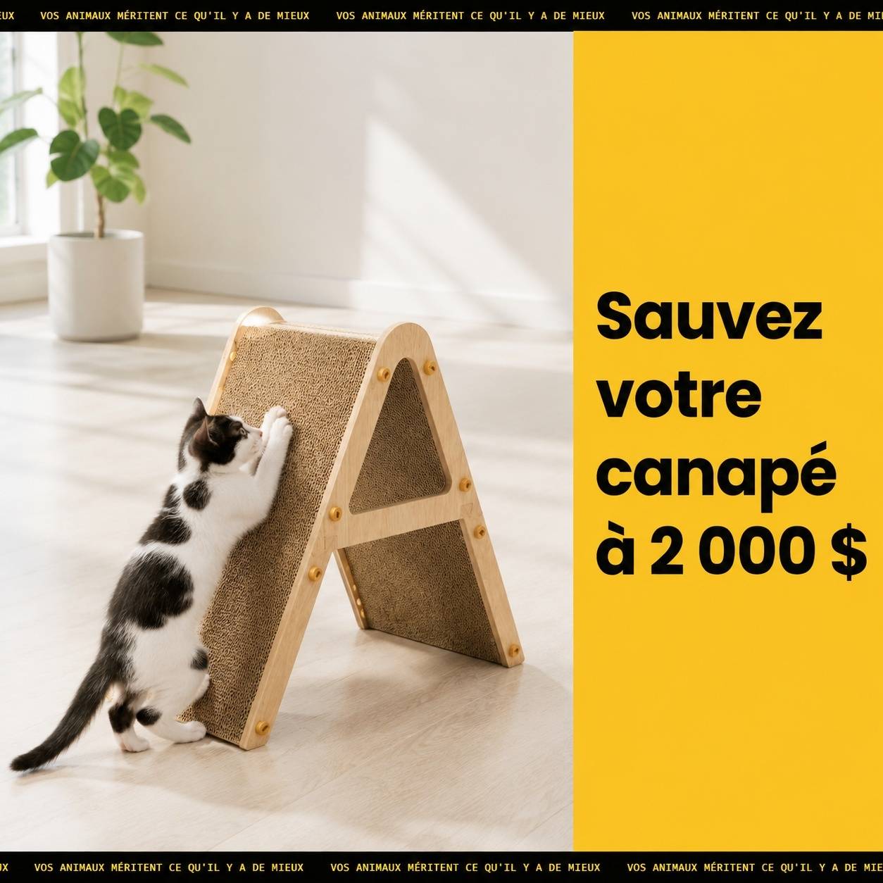 Grattoir Chat 2 en 1 Forme A Double Face Protège Sofa Compatible aux Chats ≤5kg - Image 3