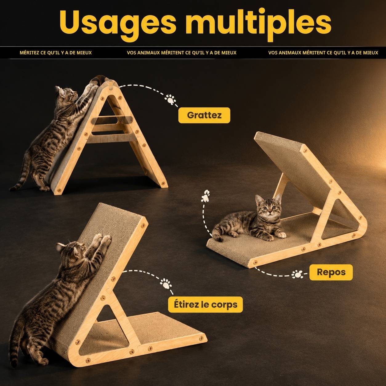 Grattoir Chat 2 en 1 Forme A Double Face Protège Sofa Compatible aux Chats ≤5kg - Image 4