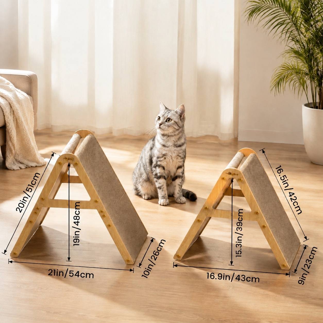 Grattoir Chat 2 en 1 Forme A Double Face Protège Sofa Compatible aux Chats ≤5kg - Image 2