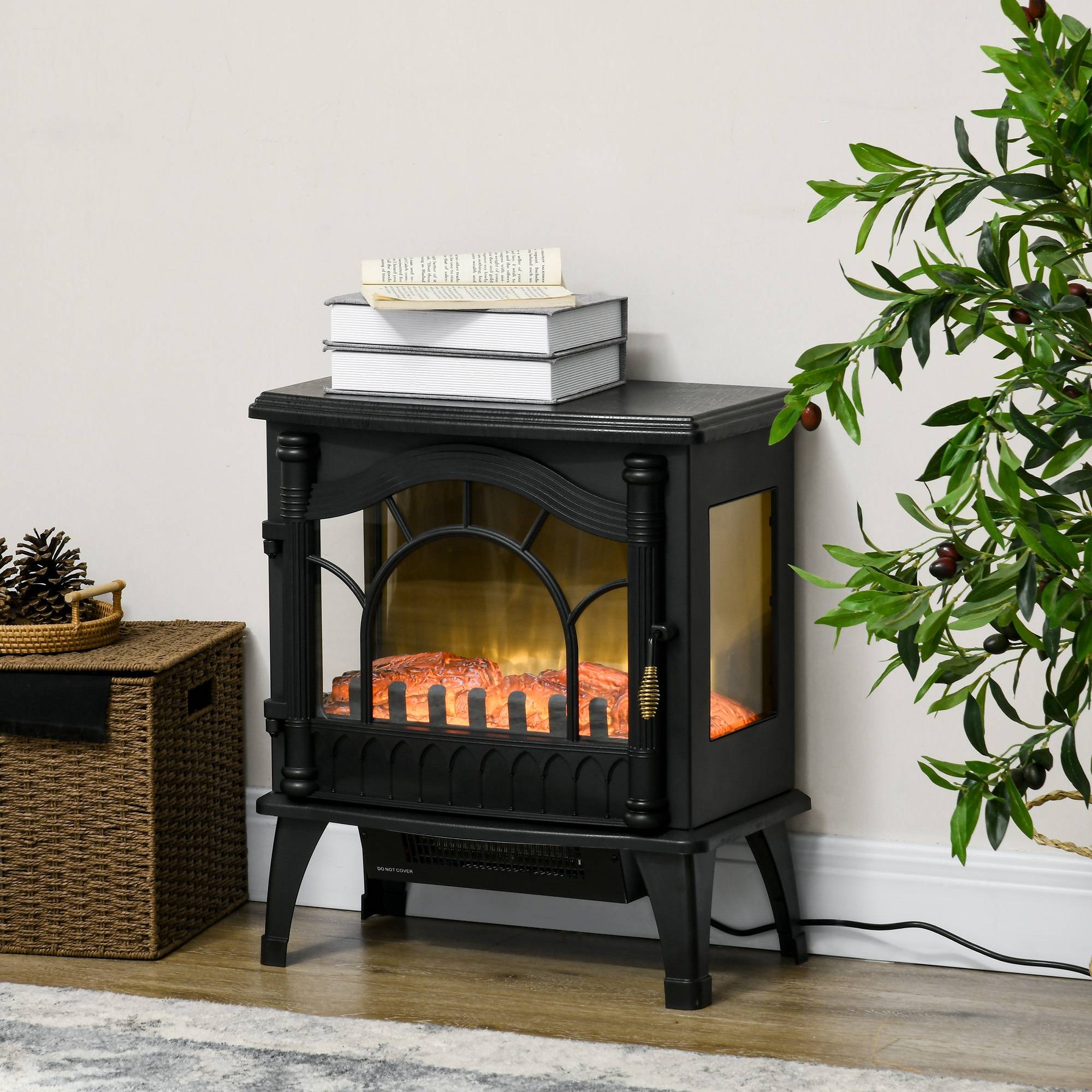 Cheminée électrique 1000W/2000W température réglable protection anti-surchauffe 55x31x58 cm noir - Image 4