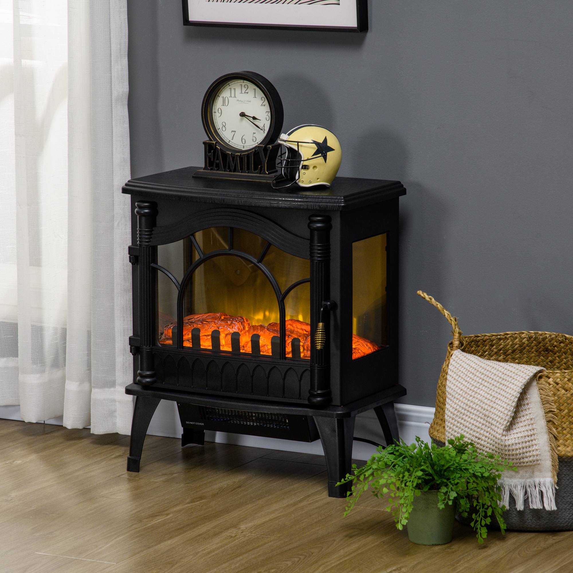 Cheminée électrique 1000W/2000W température réglable protection anti-surchauffe 55x31x58 cm noir - Image 3