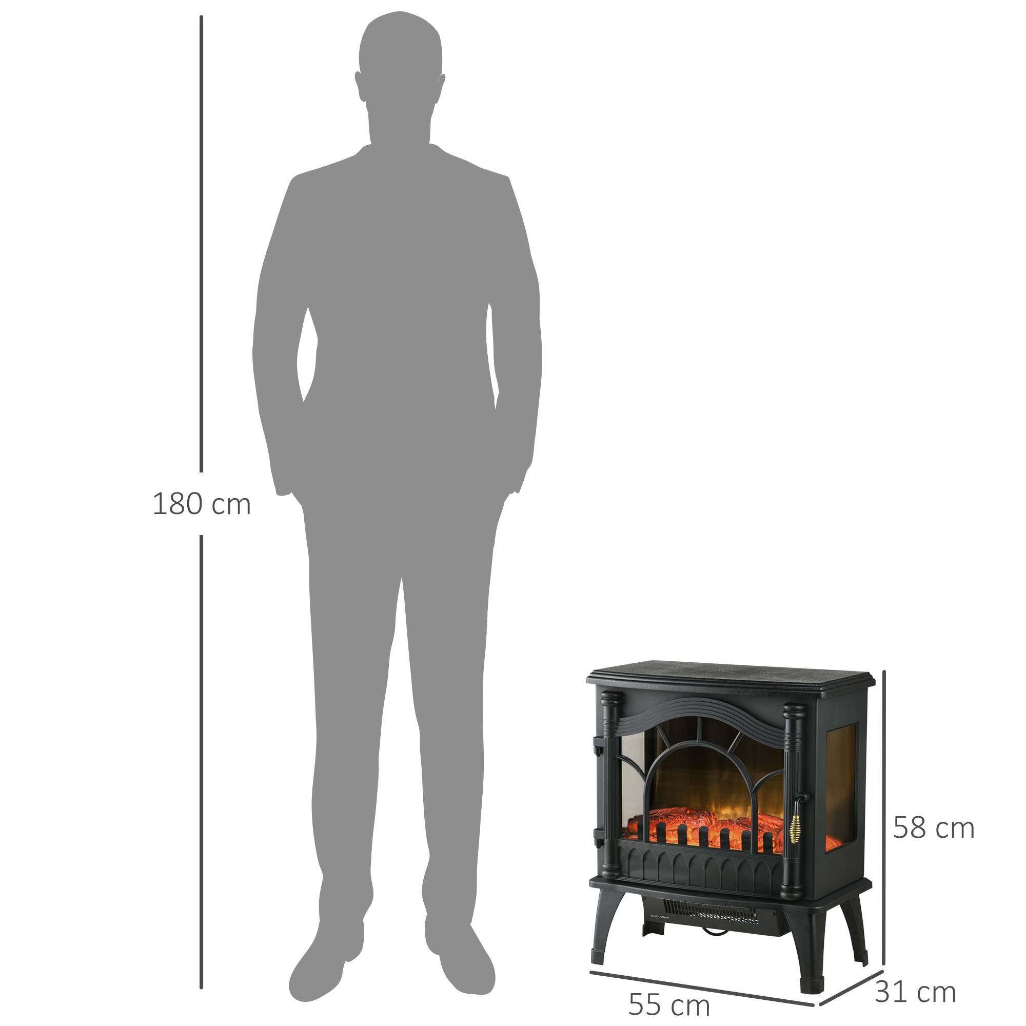 Cheminée électrique 1000W/2000W température réglable protection anti-surchauffe 55x31x58 cm noir - Image 5