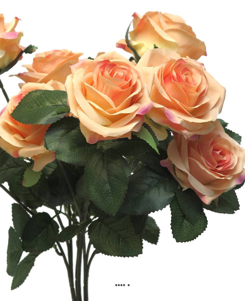 Artificielles - Bouquet de rose Paris artificielle, 10 têtes, H42cm Rose saumon - BEST - couleur: Rose saumon - Imagen 3