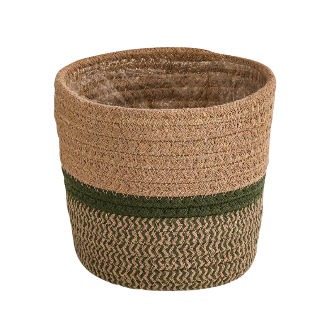Cache-pot panier en jonc de mer - lot de 2 - D.21cm et D.24cm - Image 1