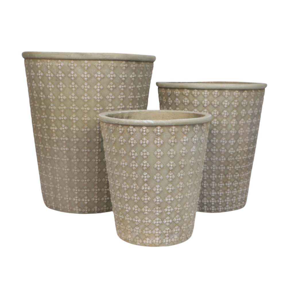 3 Cache-pots grandes tailles plante extérieur béton vert 32-41-50cm Chemin de campagne - Imagen 1