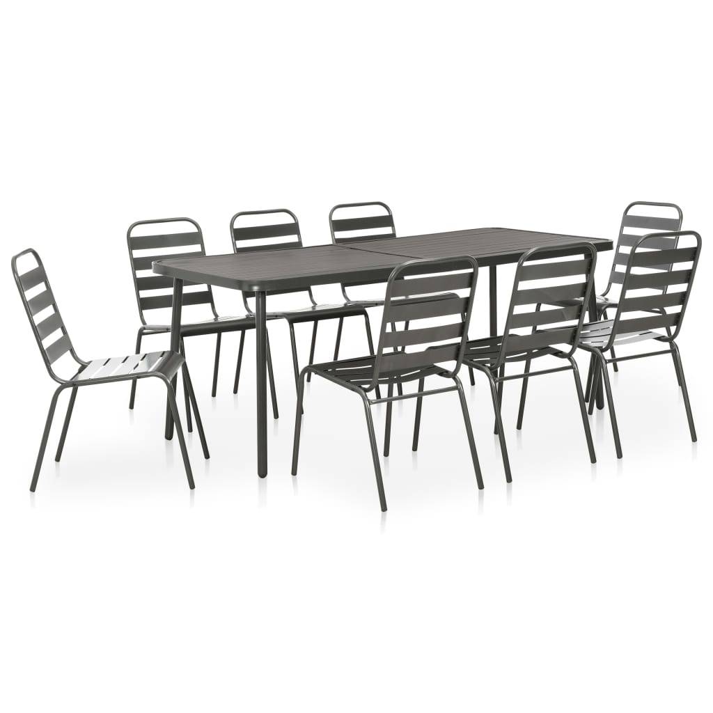 Vidaxl - Ensemble à manger d'extérieur 9 pcs Acier Gris foncé vidaXL 46633 - Imagen 1