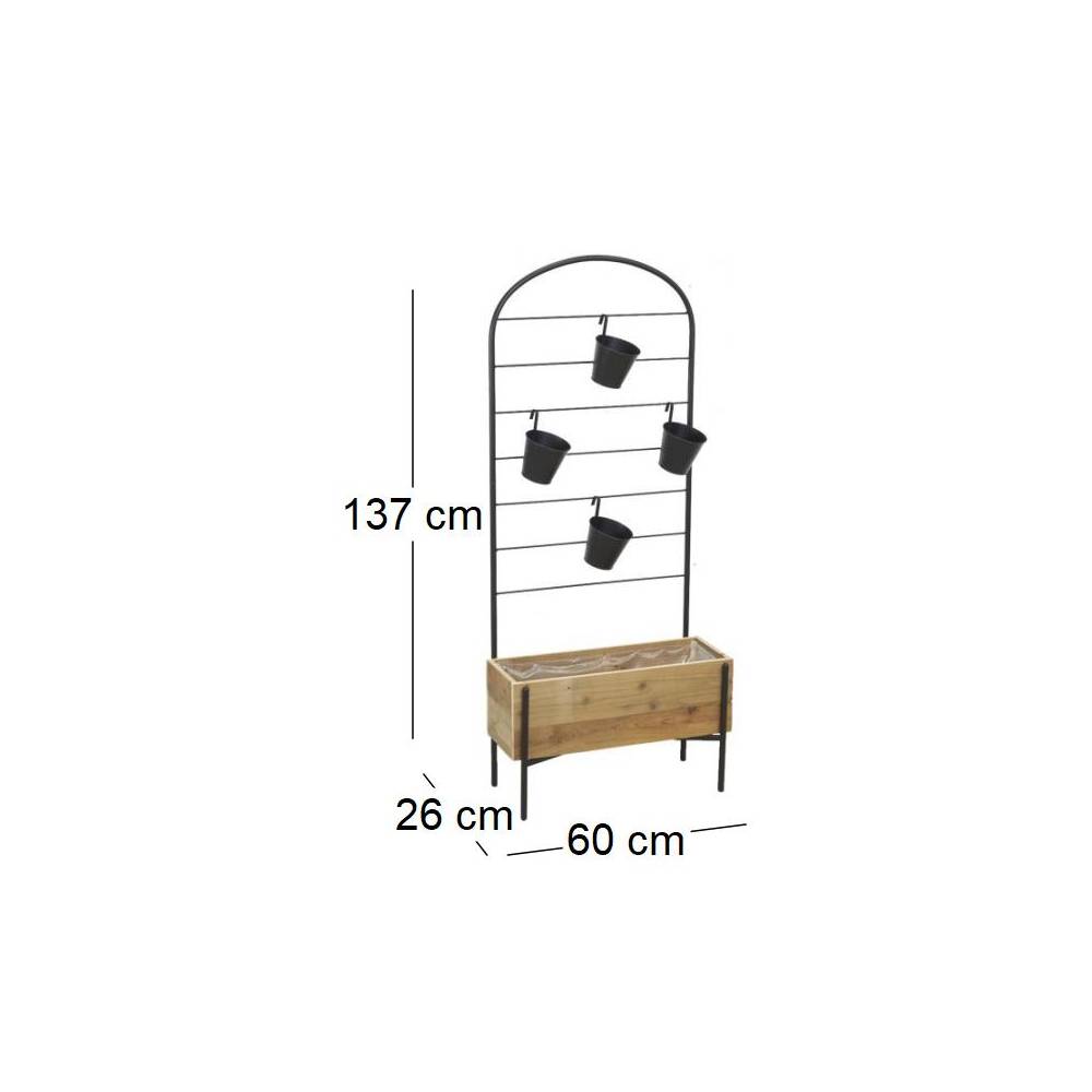 Aubry Gaspard - Jardinière en bois avec treillis en métal + 4 seaux - Imagen 3