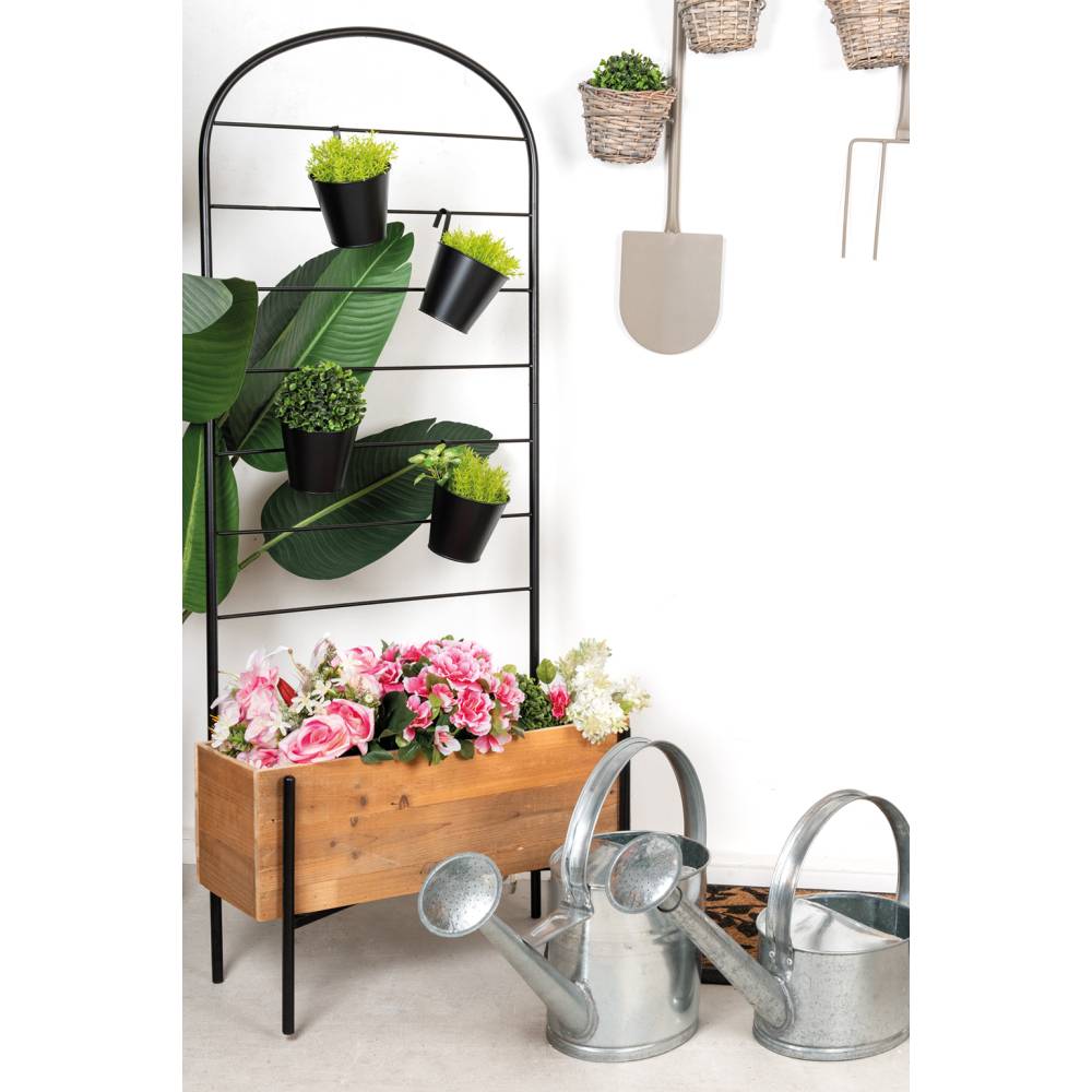 Aubry Gaspard - Jardinière en bois avec treillis en métal + 4 seaux - Imagen 2