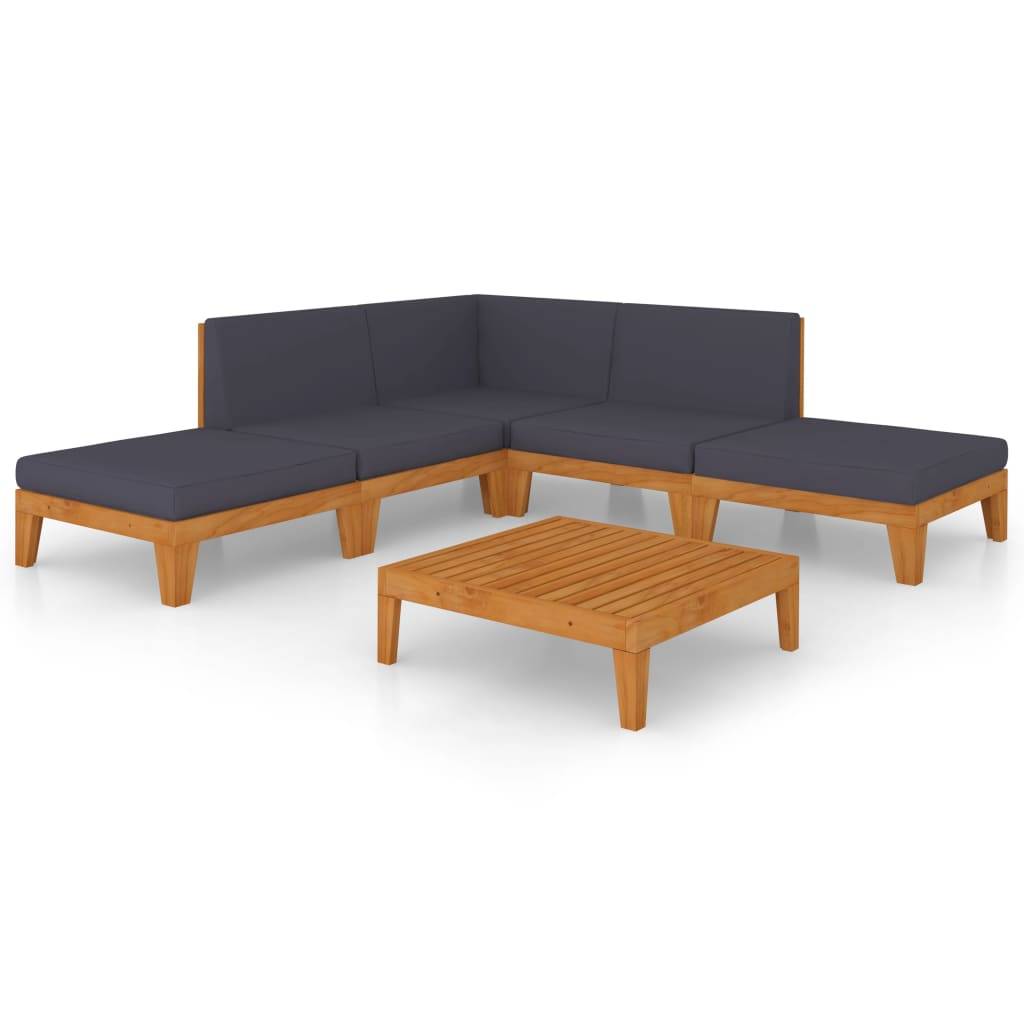 Helloshop26 - Salon de jardin meuble d'extérieur ensemble de mobilier 7 pièces avec coussins bois d'acacia solide - Imagen 1