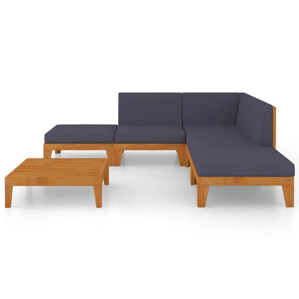 Helloshop26 - Salon de jardin meuble d'extérieur ensemble de mobilier 7 pièces avec coussins bois d'acacia solide - Imagen 2