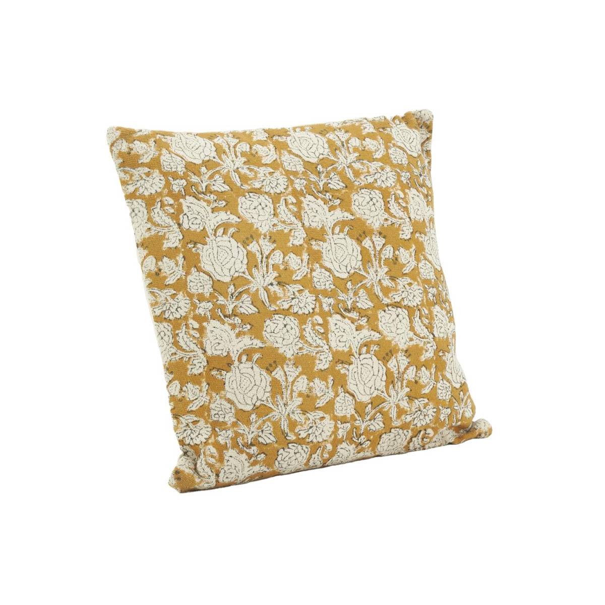 Aubry Gaspard - Coussin à fleurs jaune et blanc - Imagen 1