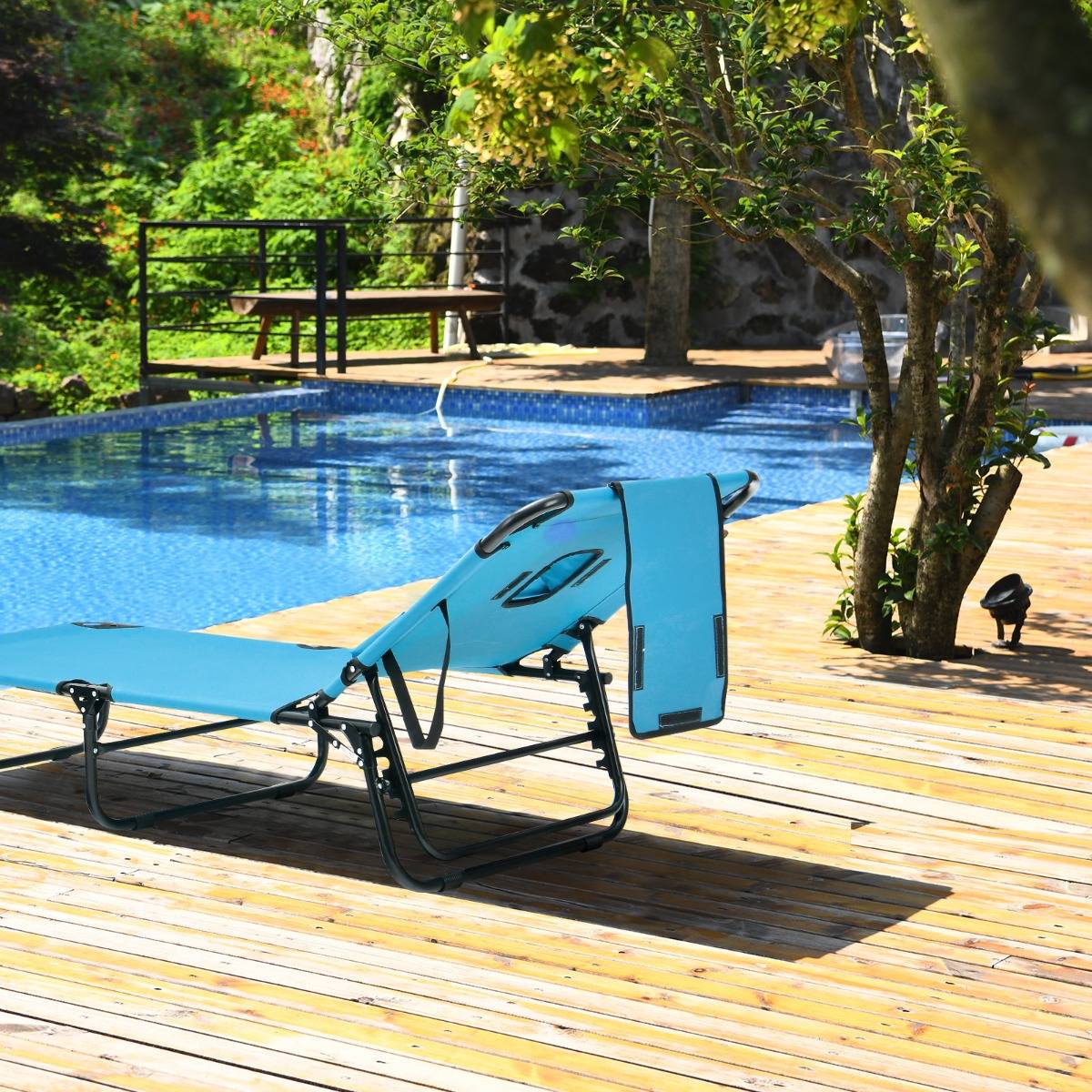 Bain de Soleil Chaise Longue Transat Bronzage Pliante avec Trou 3 ...