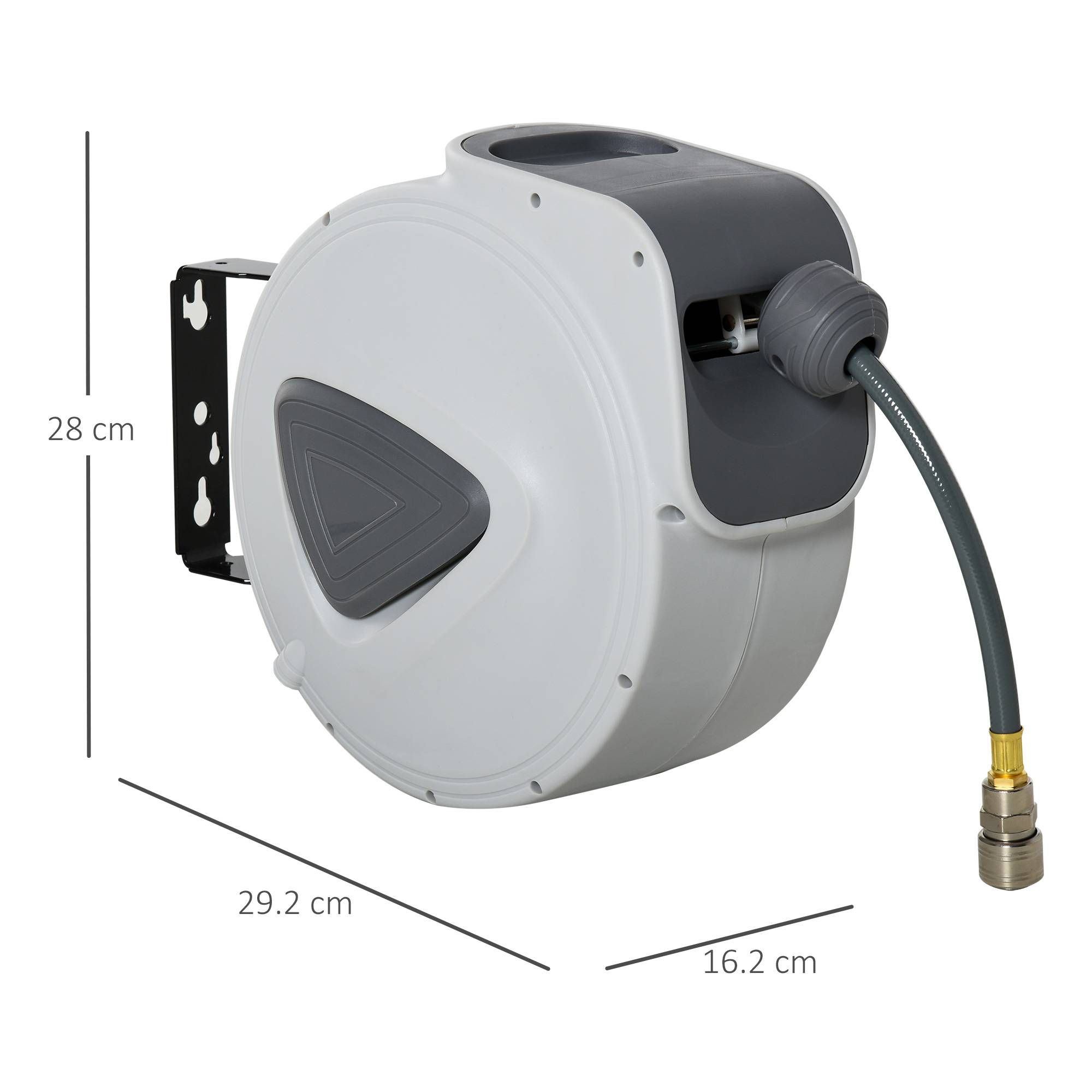 Enrouleur automatique 10 m+90 cm, raccord Ø1/4", pression max 24 bar, fixation murale, rotation 180°, gris - Image 4