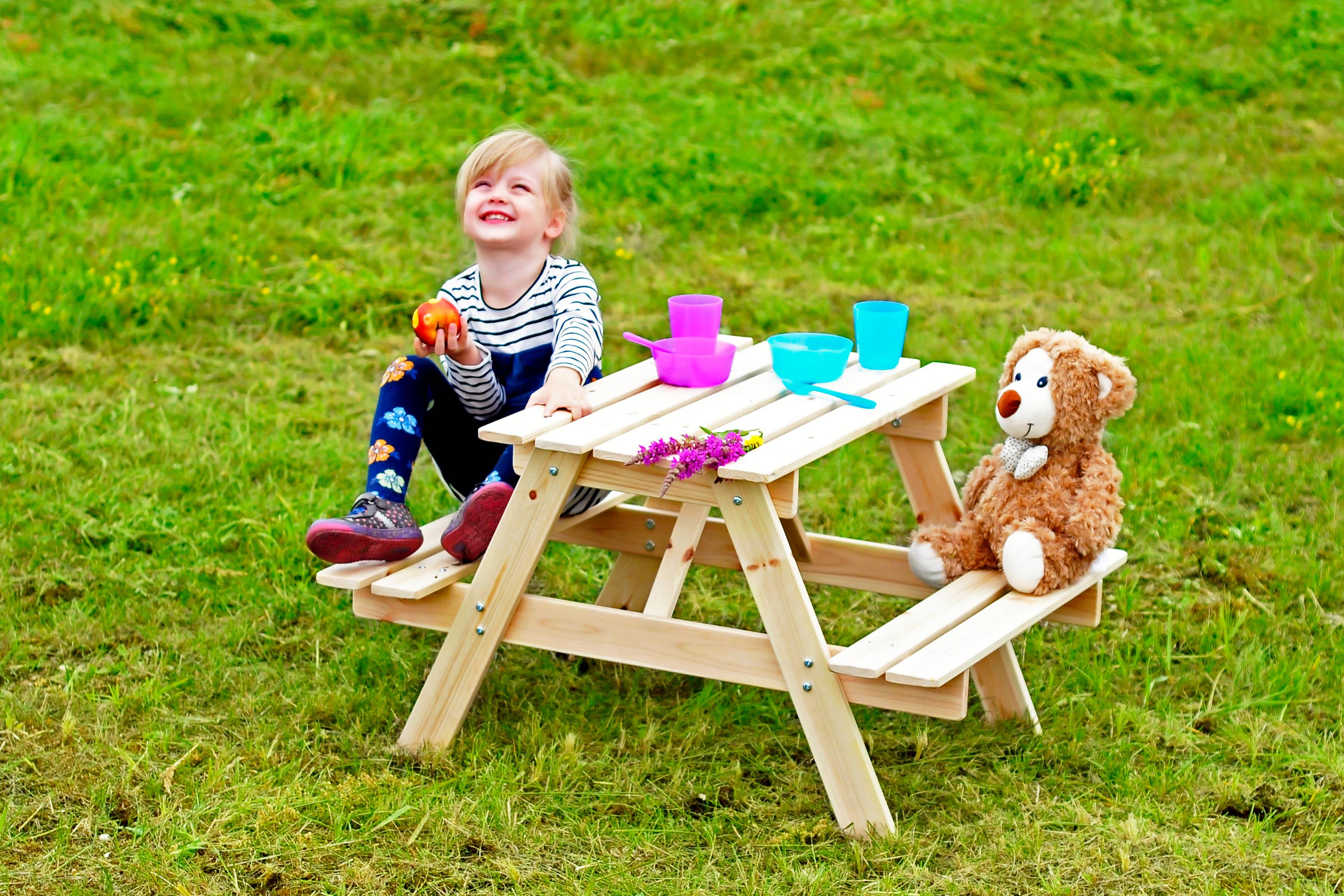 Timbela - Table Enfant en bois 81x60xH50 cm - Table et Chaise Enfant - Pour l'extérieur ou à l'intérieur - 15 mm d’épaisseur - Timbela M012-1 - Imagen 5