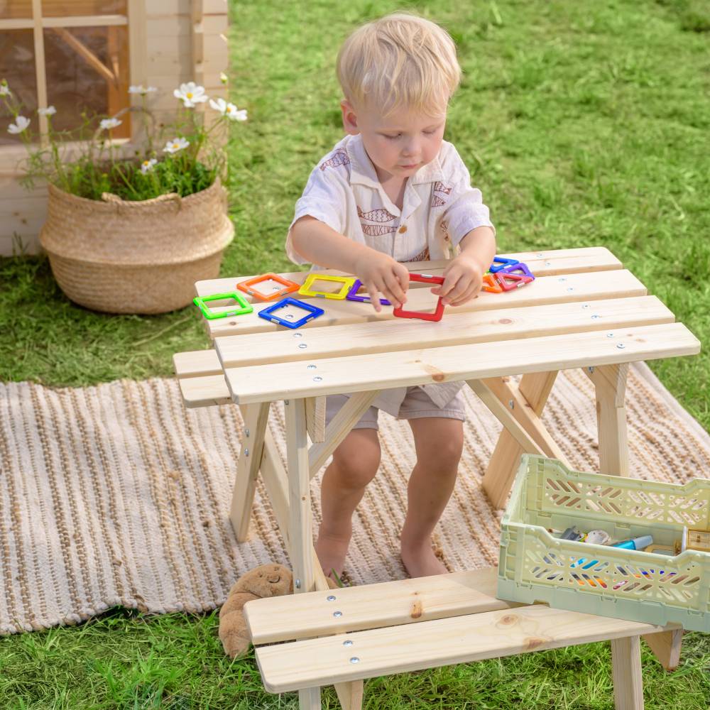 Timbela - Table Enfant en bois 81x60xH50 cm - Table et Chaise Enfant - Pour l'extérieur ou à l'intérieur - 15 mm d’épaisseur - Timbela M012-1 - Imagen 1