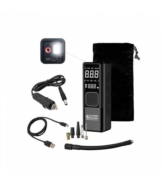 Mini compresseur à batterie 120W, 10 bars, Manomètre digital - Könner Söhnen KS P20 - Image 1