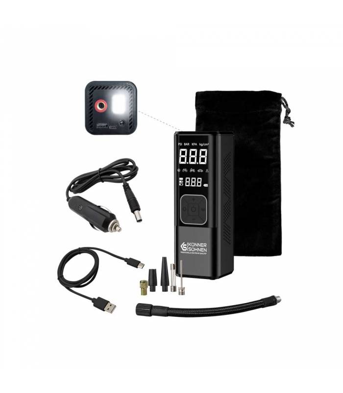 Mini compresseur à batterie 120W, 10 bars, Manomètre digital - Könner  Söhnen KS P20 - Image 1