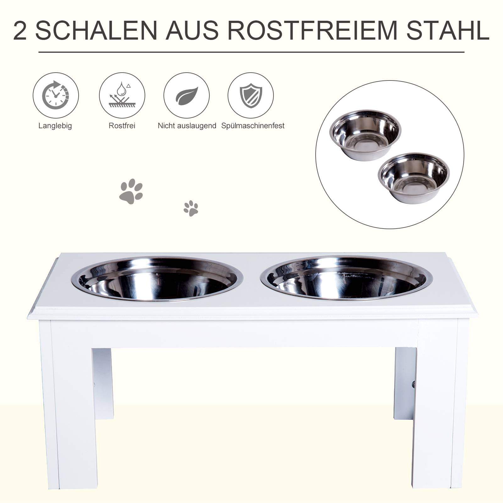 PANGIVO - Support de gamelles pour chien MDF blanc 58.4 x 30.5 x 25.4 cm - PANGIVO - Image 6