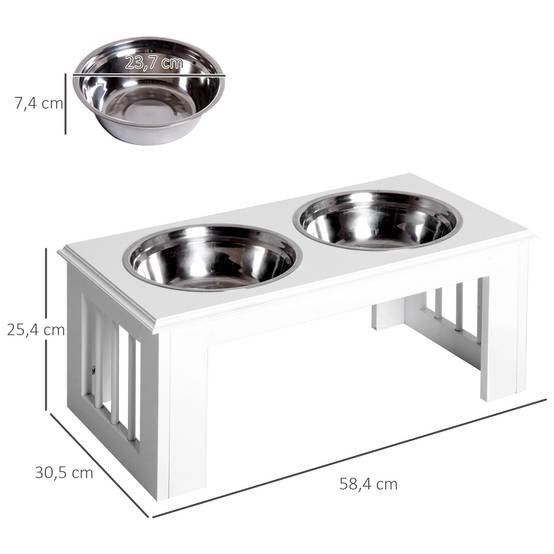 PANGIVO - Support de gamelles pour chien MDF blanc 58.4 x 30.5 x 25.4 cm - PANGIVO - Image 4