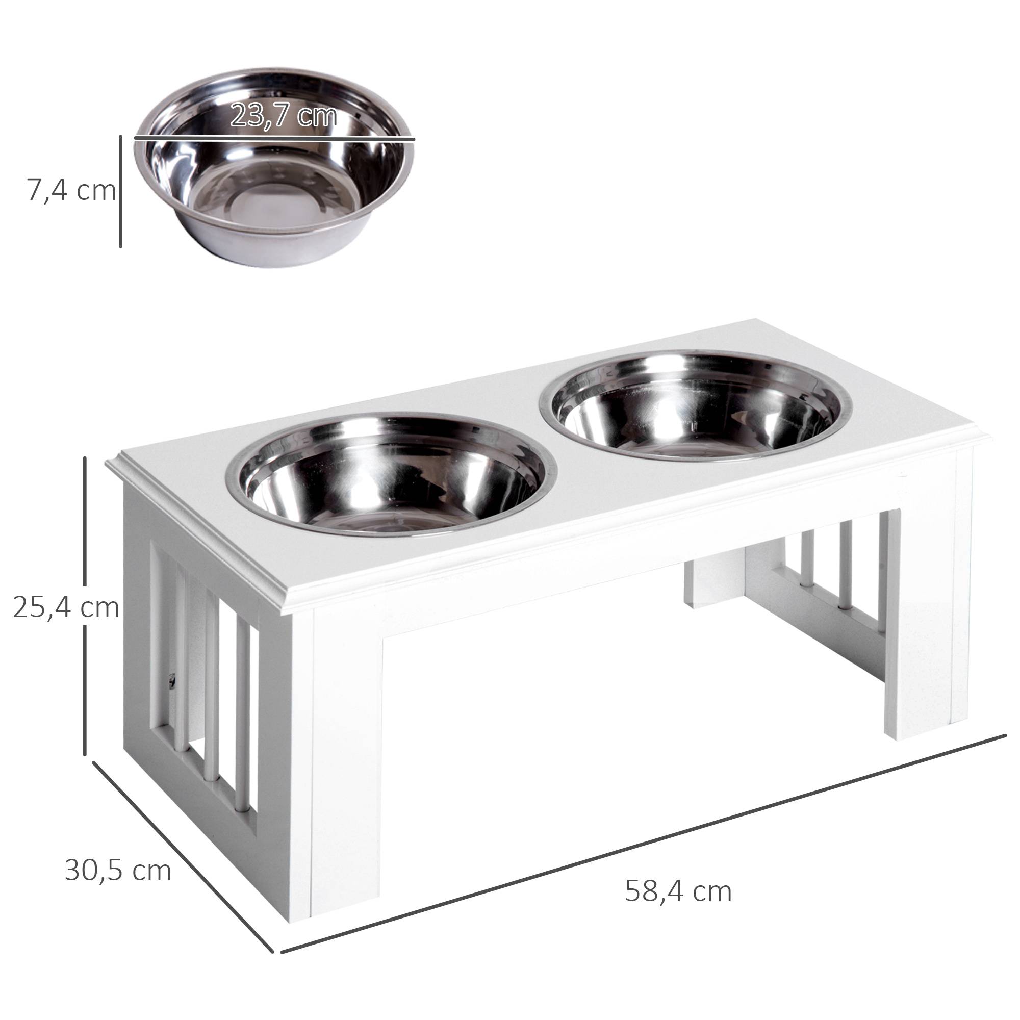 PANGIVO - Support de gamelles pour chien MDF blanc 58.4 x 30.5 x 25.4 cm - PANGIVO - Image 4