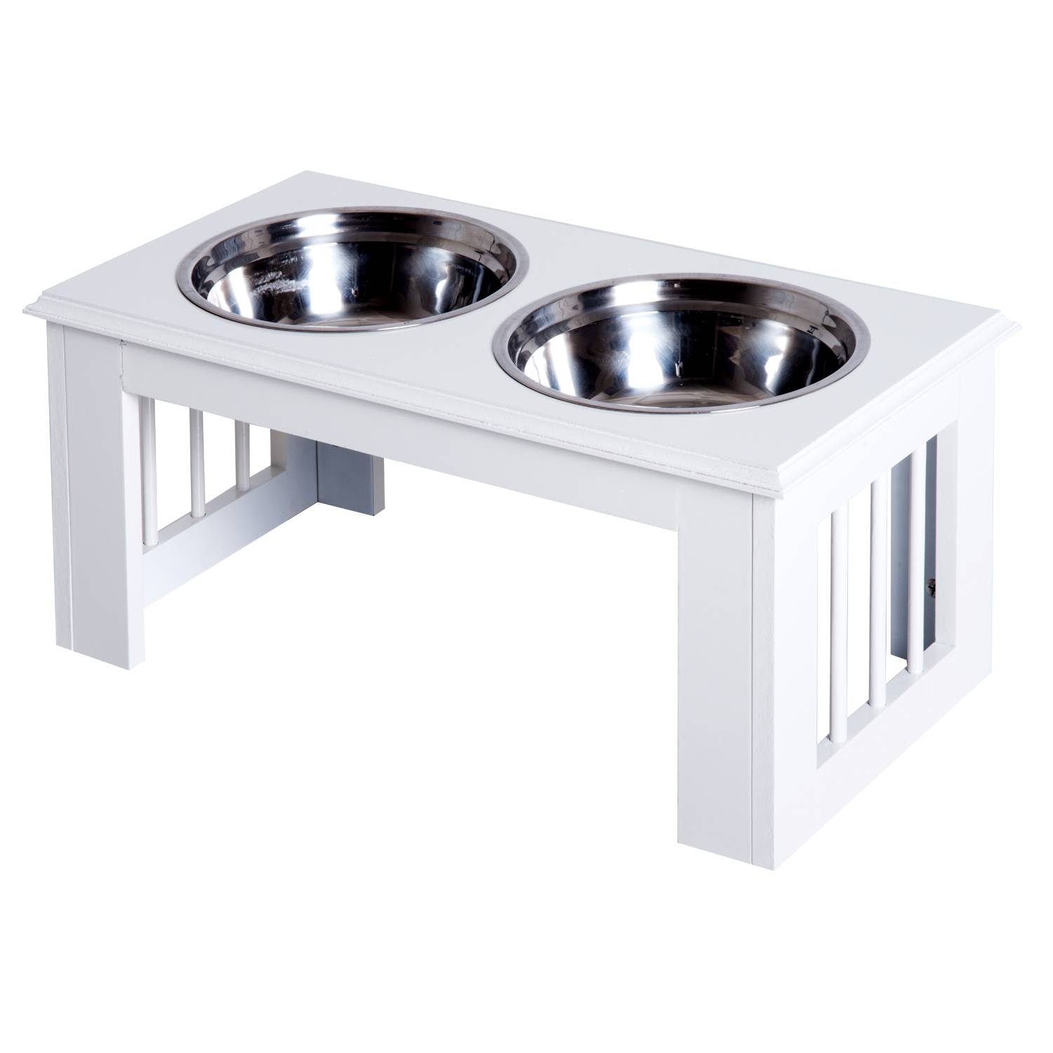 PANGIVO - Support de gamelles pour chien MDF blanc 58.4 x 30.5 x 25.4 cm - PANGIVO - Image 1