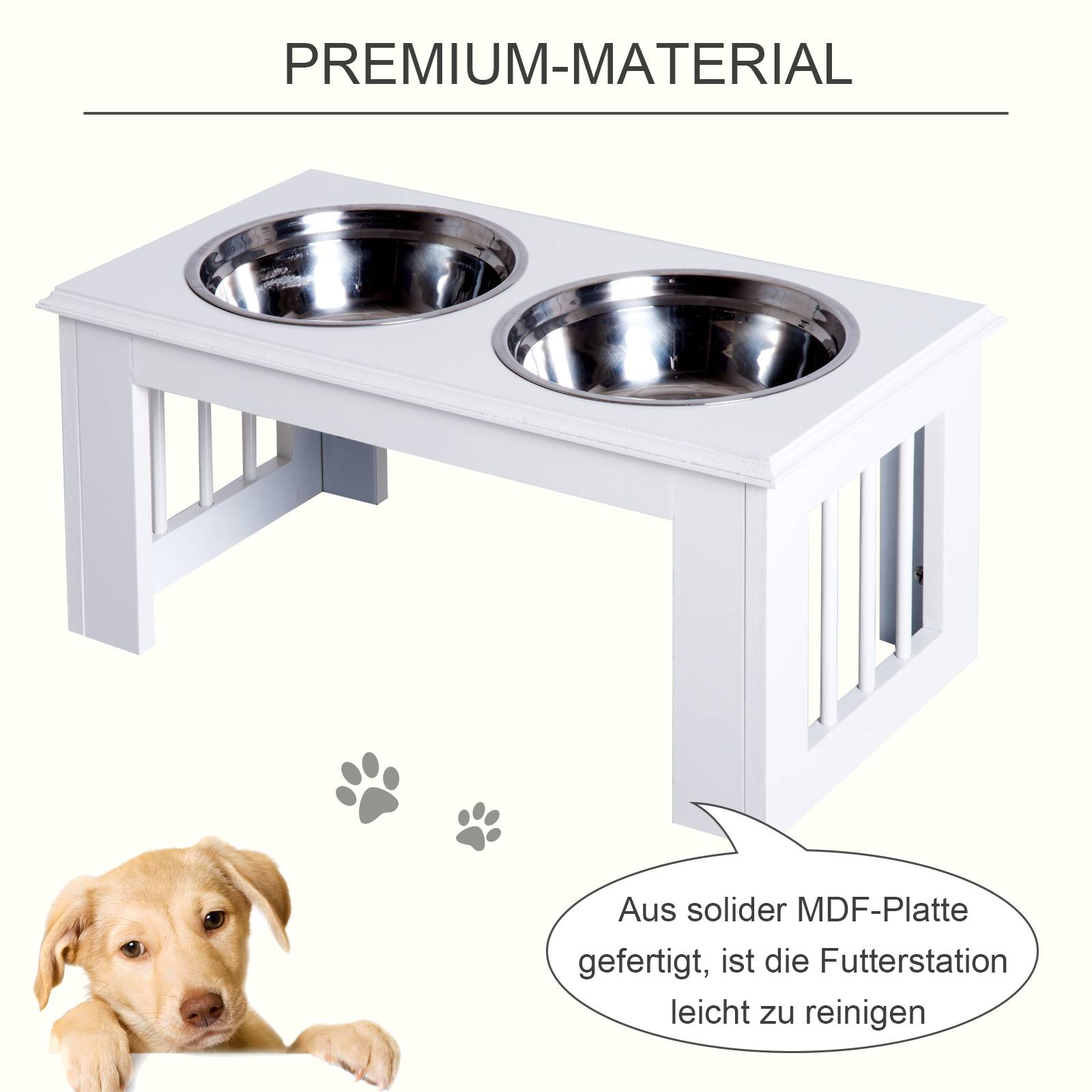 PANGIVO - Support de gamelles pour chien MDF blanc 58.4 x 30.5 x 25.4 cm - PANGIVO - Image 7