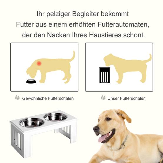 PANGIVO - Support de gamelles pour chien MDF blanc 58.4 x 30.5 x 25.4 cm - PANGIVO - Image 5