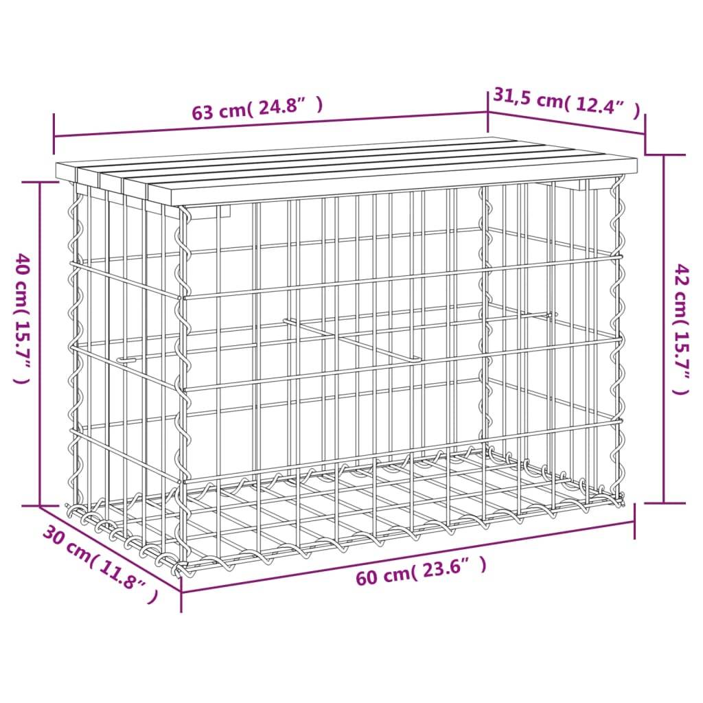 Maison Chic - Banc de jardin - Banc d'extérieur - Banquette design de gabion 63x31,5x42cm bois massif de pin - Imagen 8