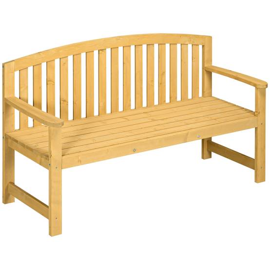 Banc de jardin 2 places en bois résistant aux UV, capacité 240 kg, 140 x 50 x 85 cm, Orange, meuble extérieur durable - Image 1